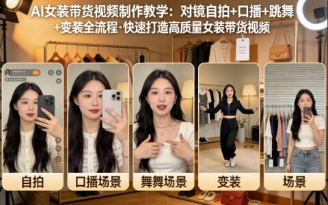 AI女装带货视频实操教程：对镜自拍、口播、跳舞变装全流程，高效打造高质量变现方案
