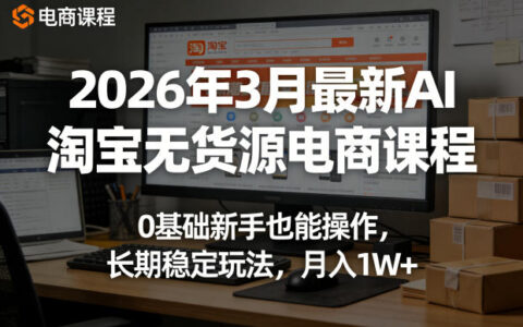 2026年3月最新AI淘宝无货源电商课程：新手实操指南，长期稳定变现策略