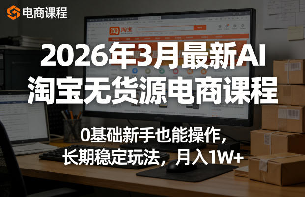 2026年3月最新AI淘宝无货源电商课程：新手实操指南，长期稳定变现策略