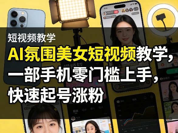 AI短视频变现实战教程，一部手机零门槛上手，高效涨粉策略指南
