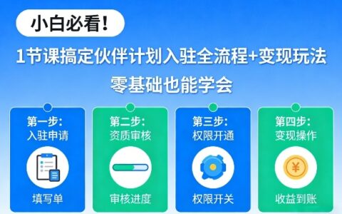 新手入门：伙伴计划入驻与变现实操全攻略，零基础轻松掌握