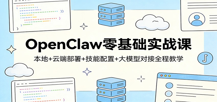 OpenClaw零基础实战课：本地+云端部署+技能配置+大模型对接的变现全程指南