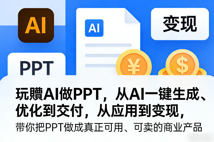 AI PPT变现实战指南：从一键生成、优化到交付，打造可销售商业产品