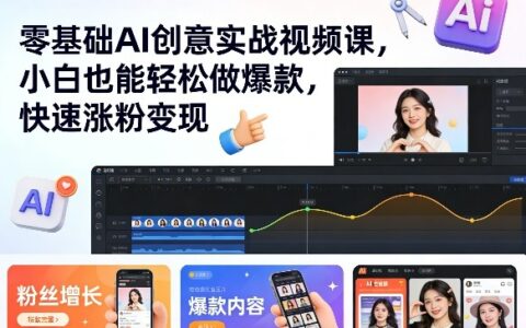 零基础AI创意实战视频课：小白高效打造爆款案例，涨粉变现实操指南