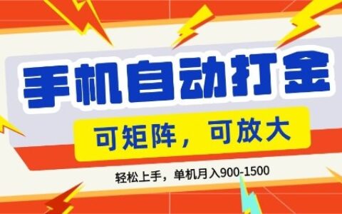 零基础手机项目实操：新手轻松上手单机收益思路，可矩阵放大攻略