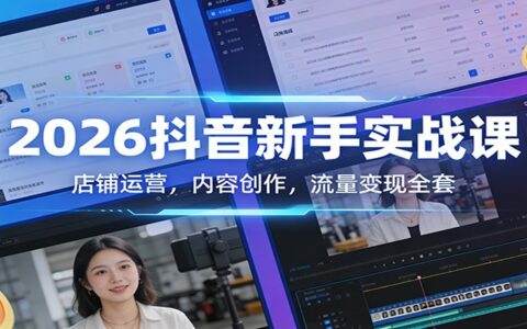 2026抖音新手实战课：店铺运营、内容创作、变现方法实操指南