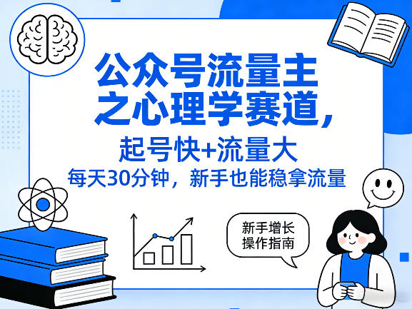 心理学公众号流量主新手实操攻略：起号快流量大，每天30分钟高效变现方法