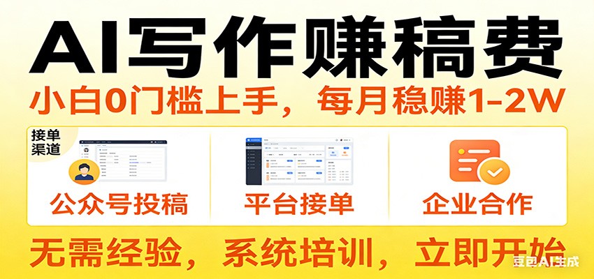 AI写作变现实操：小白接单渠道指南，每月额外收入方法