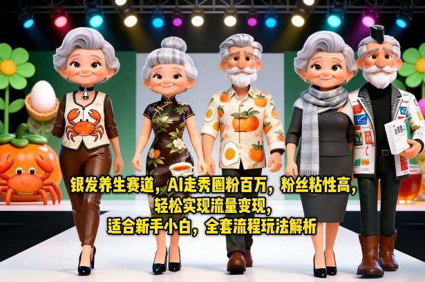 银发养生赛道AI走秀实战：百万粉丝高粘性变现方法，新手小白全套流程攻略
