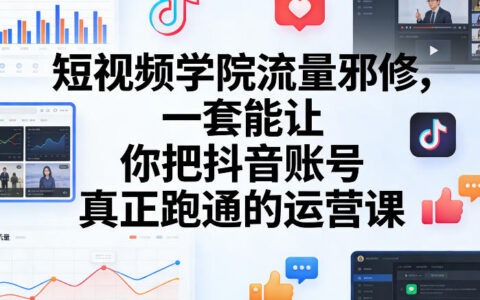短视频学院流量策略：实测抖音账号高效跑通的运营实战课程