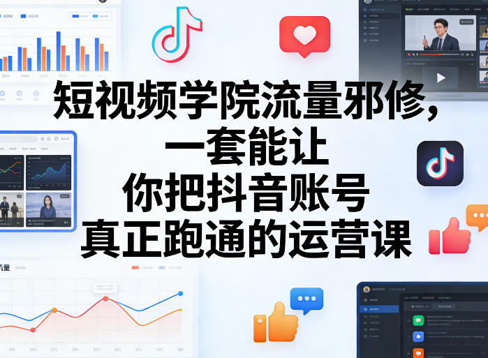 短视频学院流量策略：实测抖音账号高效跑通的运营实战课程