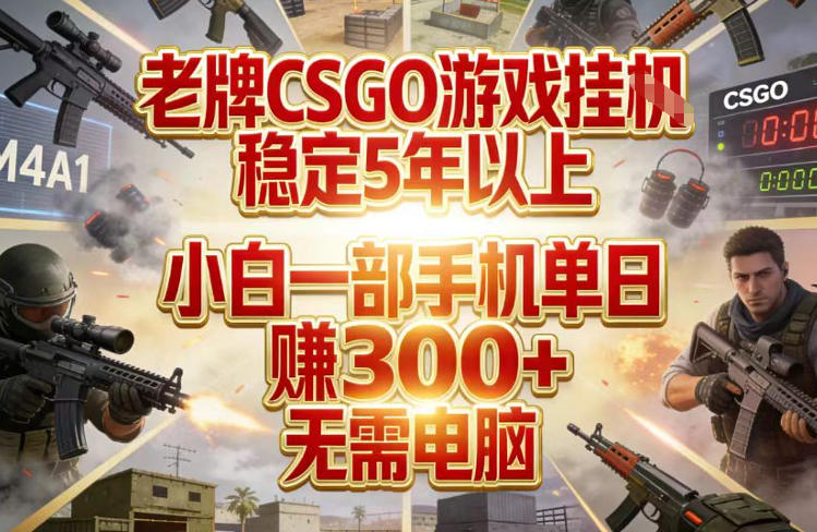 CSGO游戏稳定收益方法：实测小白手机单日变现攻略，无需电脑