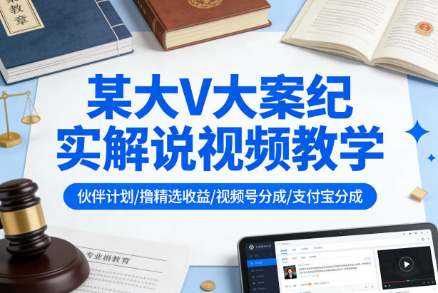 某大V案例纪实视频教学：伙伴计划与精选收益变现实操，视频号支付宝分成攻略