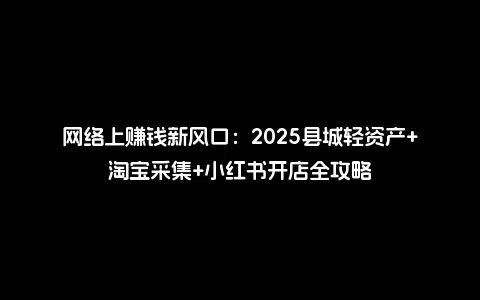 网络上赚钱新风口：2025县城轻资产+淘宝采集+小红书开店全攻略