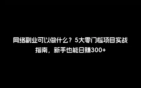 网络副业可以做什么？5大零门槛项目实战指南，新手也能日赚300+
