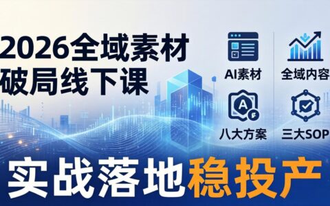 2026全域素材实战指南：AI素材+全域内容+八大方案+三大SOP，落地变现策略