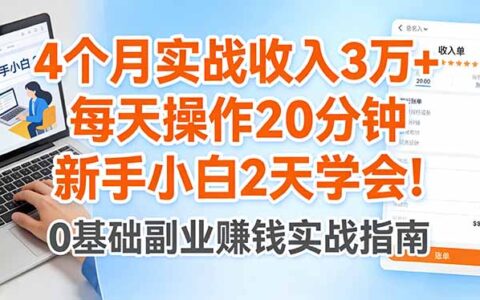 4个月实测变现案例：每天20分钟操作，新手小白2天掌握攻略！