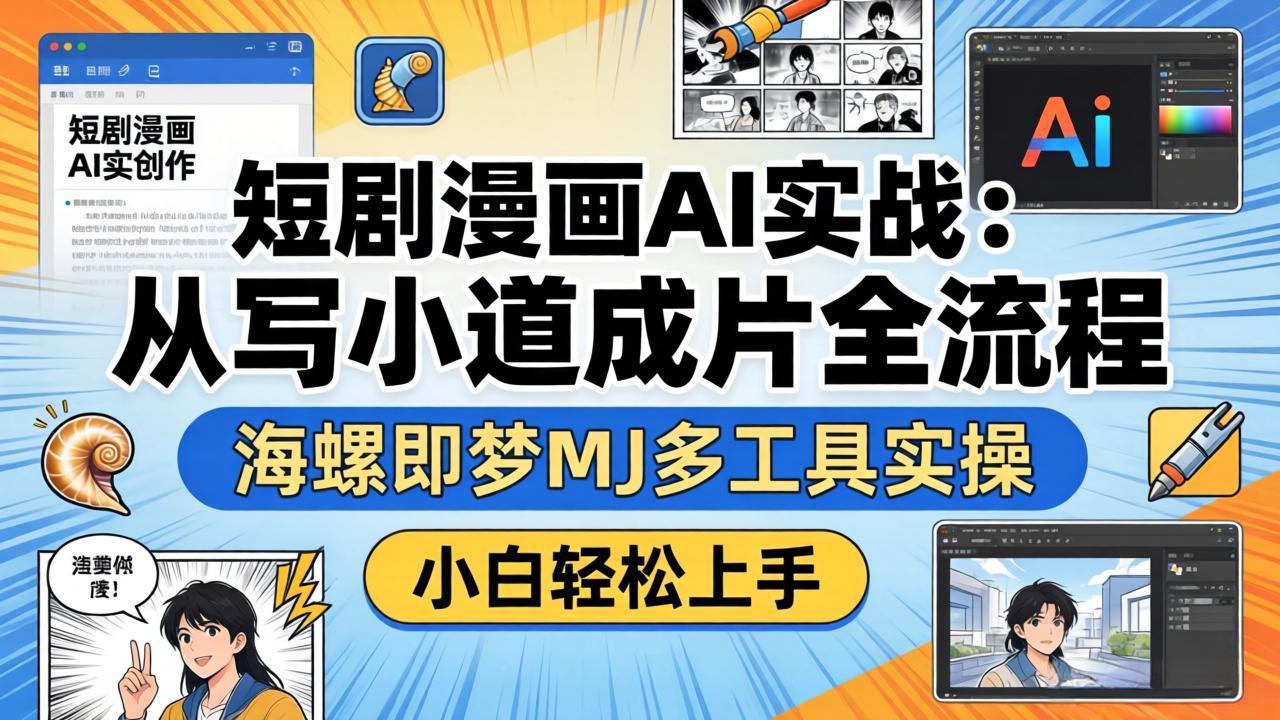短剧漫画AI实战：从写小说到成片全流程，多工具实操变现指南