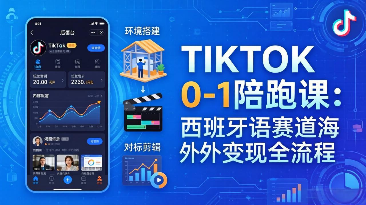 TIKTOK 0-1 实战教程：从环境搭建到对标剪辑拆解，西班牙语赛道海外变现全流程指南