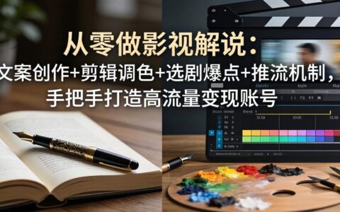 从零做影视解说：文案创作+剪辑调色+选剧爆点+推流机制，实战打造高流量变现账号
