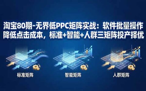 淘宝80期-无界PPC降本实战：批量操作策略降低点击成本，三矩阵投产优化指南