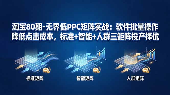 淘宝80期-无界PPC降本实战：批量操作策略降低点击成本，三矩阵投产优化指南