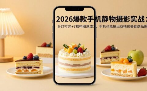 2026手机静物摄影变现攻略：台灯打光+7招构图实战，手机拍出商拍感美食商品图
