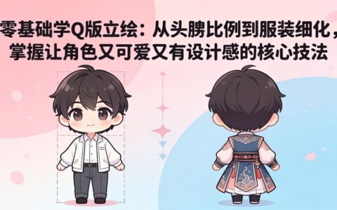 零基础Q版立绘变现实战：从头身比例到服装细化，掌握可爱角色设计核心技法