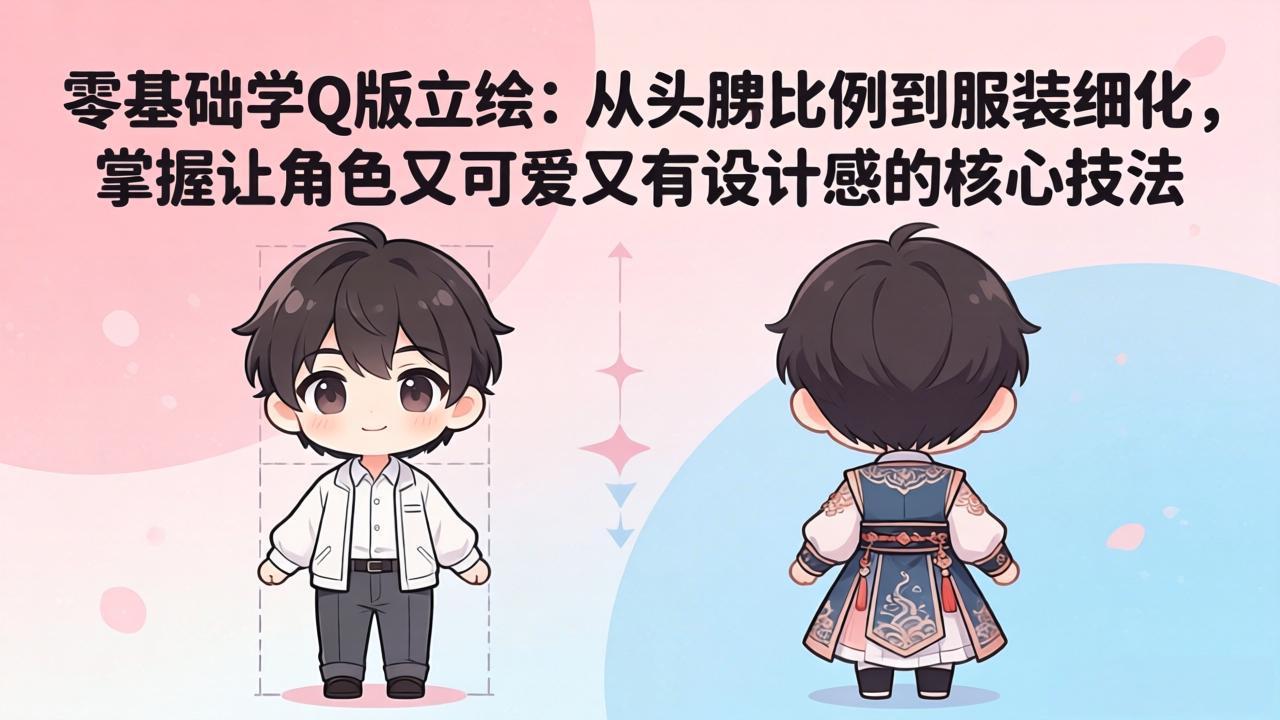 零基础Q版立绘变现实战：从头身比例到服装细化，掌握可爱角色设计核心技法
