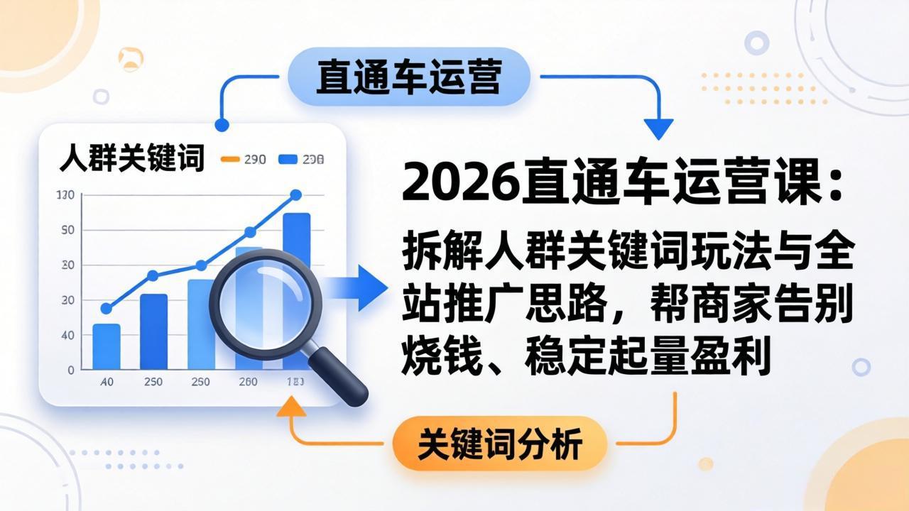 2026直通车运营课：人群关键词玩法与全站推广策略拆解，助力商家高效盈利实战指南