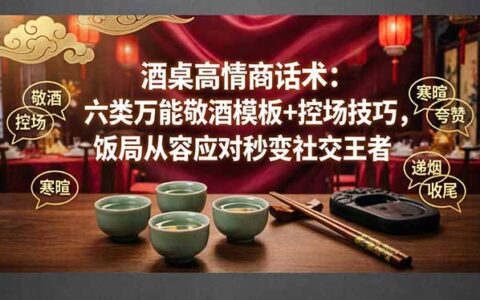 酒桌情商实战：六类敬酒模板+控场技巧，饭局变现从容指南