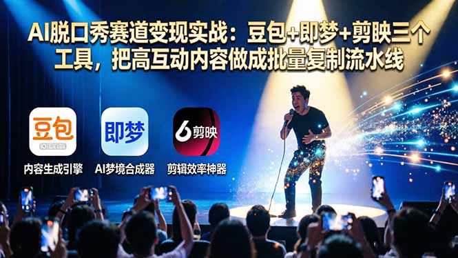 AI脱口秀内容变现实操：豆包+即梦+剪映三工具，高效复制高互动内容策略