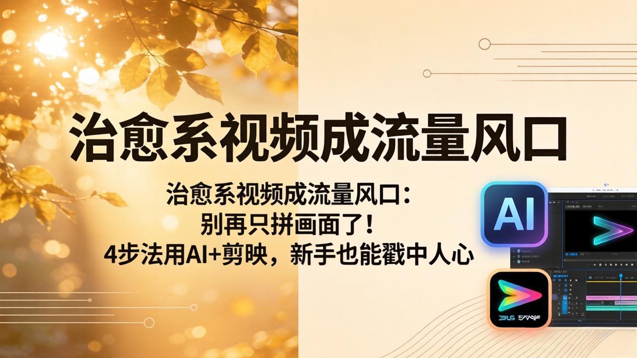 治愈系视频流量风口：AI+剪映4步法新手实操变现指南