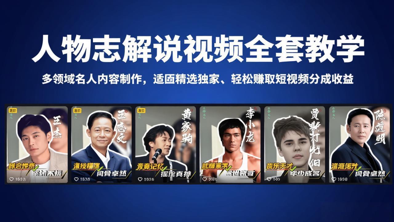 人物志解说视频变现实战：多领域名人内容制作指南，精选独家案例助你获取短视频平台分成