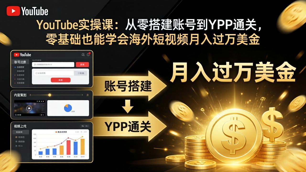 《零基础YouTube创收实战：账号搭建到YPP通关的变现路径》