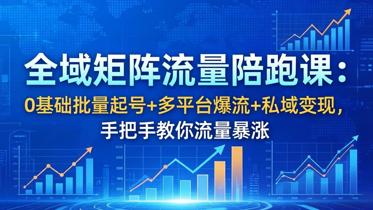全域矩阵流量实战课：新手批量起号+多平台流量策略+私域变现指南，手把手教你提升流量