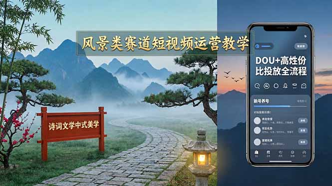 风景类赛道短视频实操指南：诗词美学养号定位+DOU+高效投放全攻略