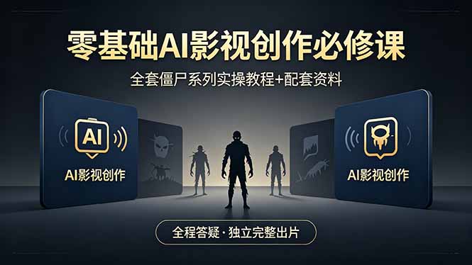 零基础AI影视创作变现教程：僵尸系列实操全攻略，全程指导独立出片