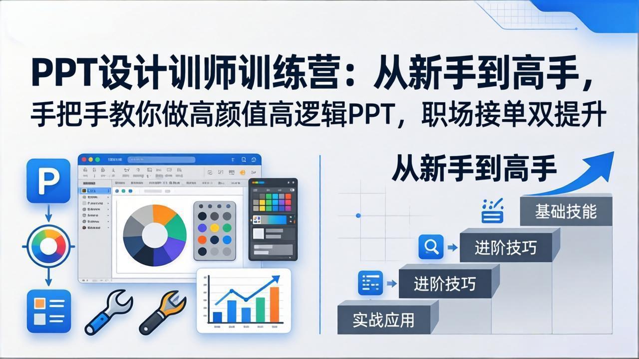 PPT设计实战训练营：从新手到高手，手把手教你打造高颜值逻辑PPT，职场变现能力双提升