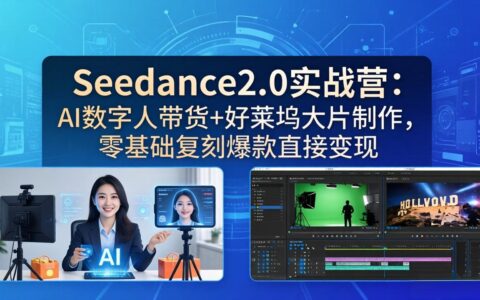Seedance2.0实战营：AI数字人带货+好莱坞大片制作实操，零基础复刻爆款变现攻略