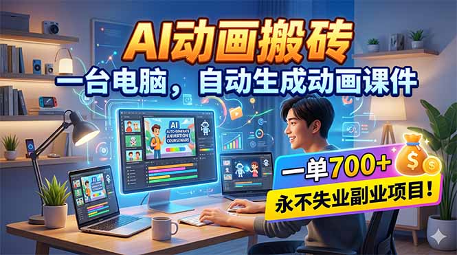 2025AI动画课件生成：一台电脑实战副业变现攻略