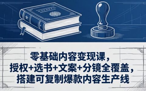 零基础内容变现实操指南：授权选书文案分镜全覆盖，打造可复制内容生产线