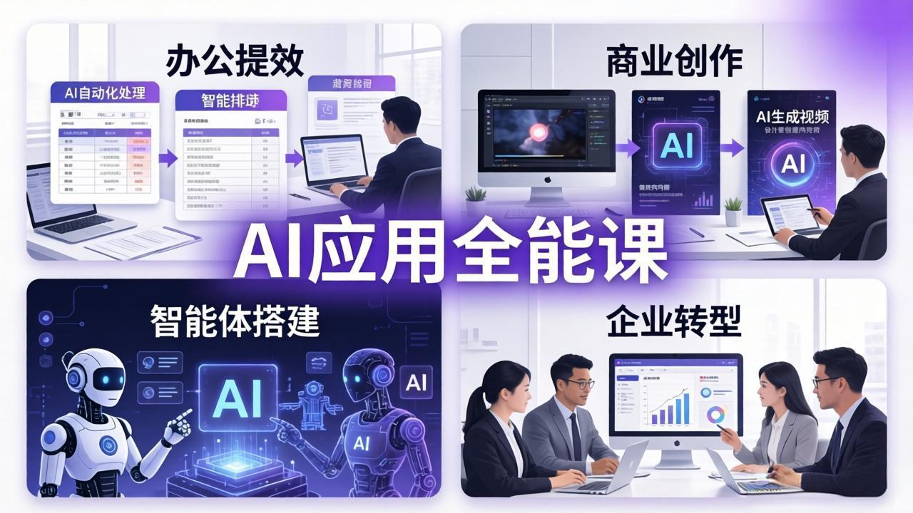 AIGC应用师全能课：办公提效、商业创作、智能体搭建、企业转型一站式AI应用变现实战指南