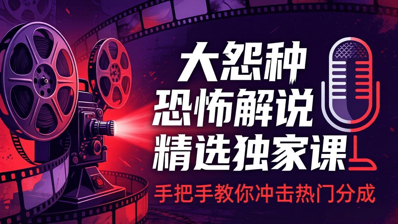 恐怖解说实战指南：素材获取+文案配音+片头封面，手把手教学打造被动收入