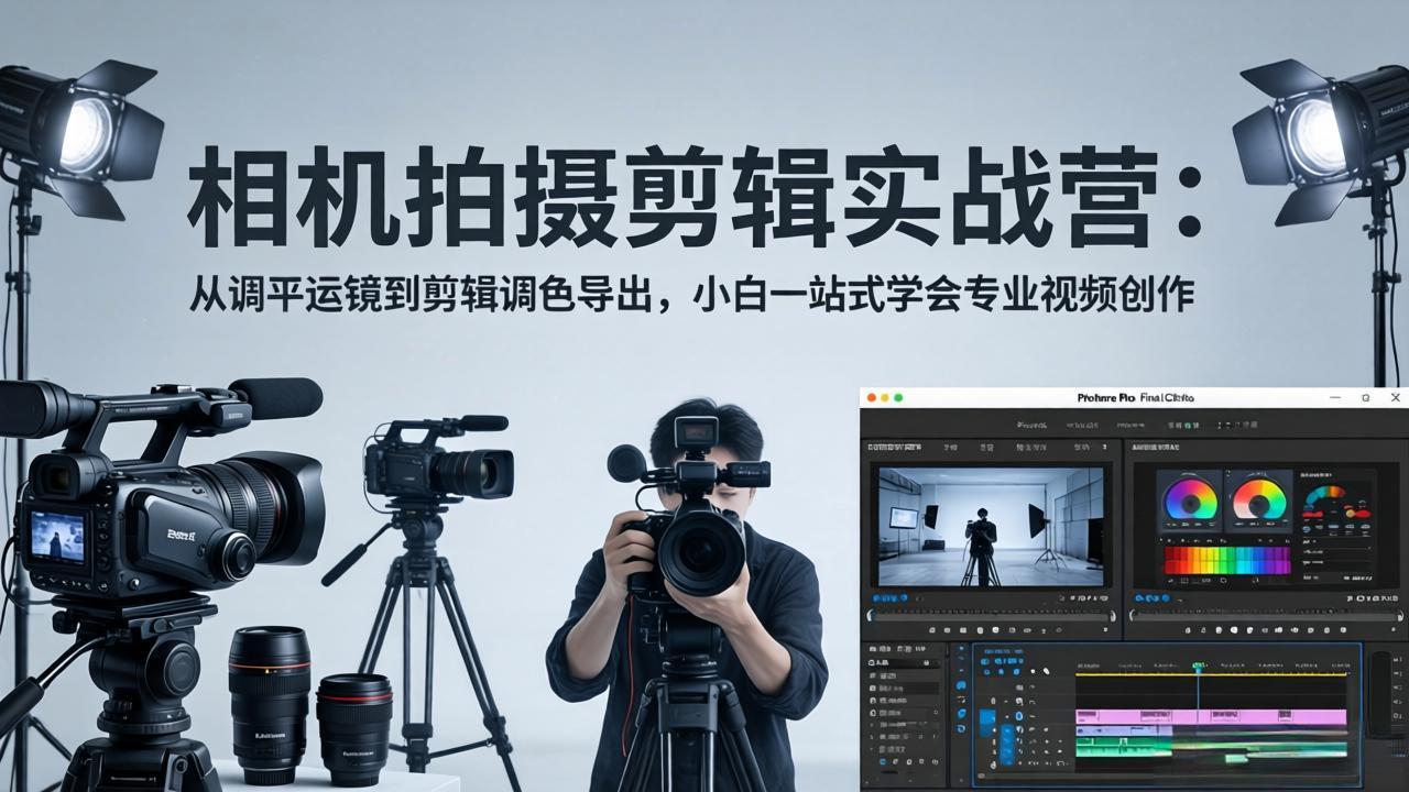 《相机拍摄剪辑实战营：新手全流程攻略，从运镜到调色掌握变现创作力》