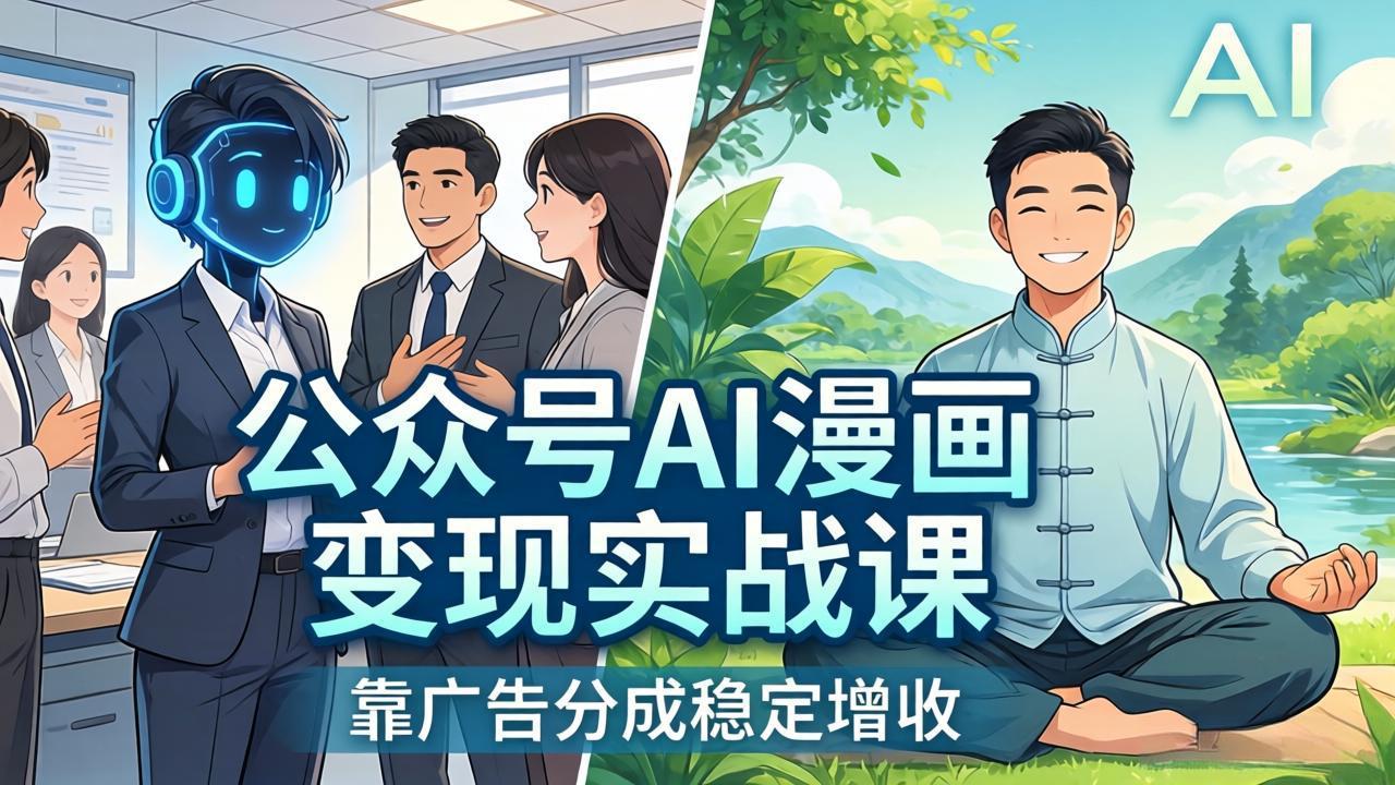 公众号AI漫画变现实战课：多赛道案例+智能体发文，广告分成增收实操指南