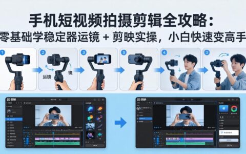 手机短视频拍摄剪辑实操指南：零基础掌握稳定器运镜与剪映技巧，小白快速提升变现能力