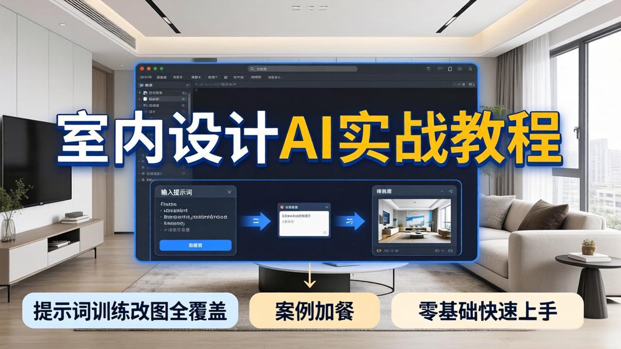 室内设计AI实战教程：提示词训练与改图实操指南，搭配案例解析，新手轻松上手变现攻略