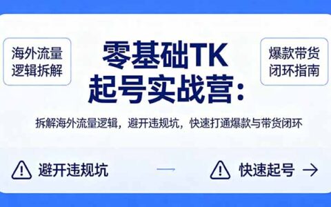 零基础 TikTok 起号实战营：拆解海外流量策略，避开常见陷阱，实现爆款带货变现