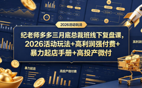 纪老师多多三月底总裁班线下复盘课：2026活动策略+高收益变现方法+快速起店指南+高回报微付费实操